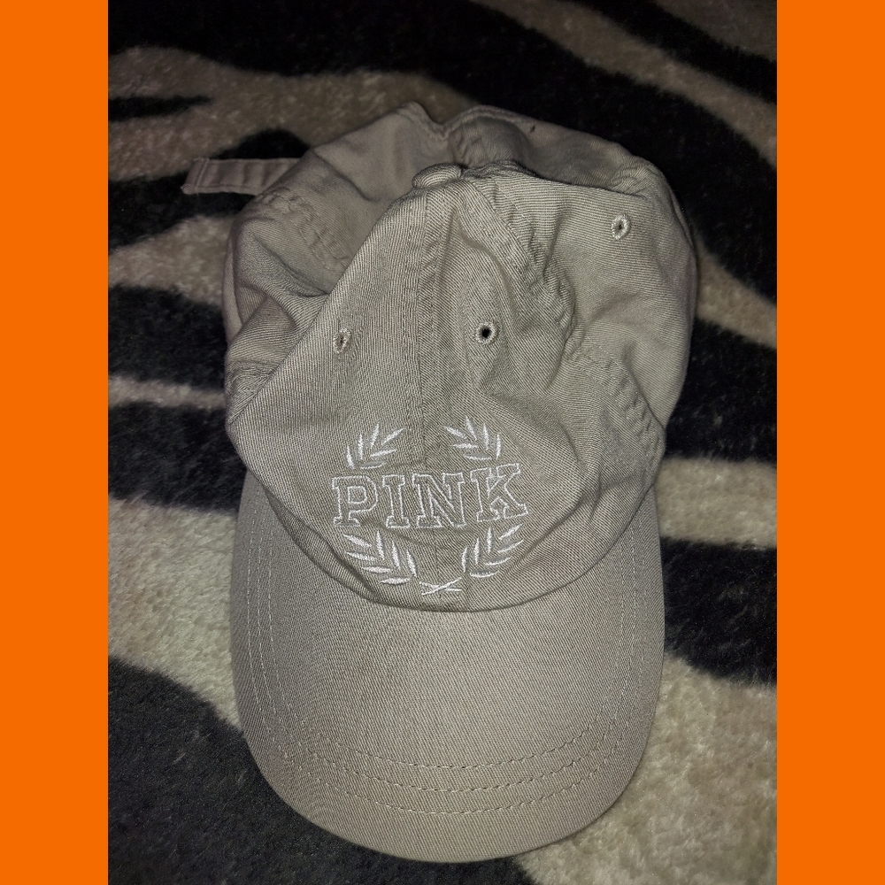 Victorias Secret PINK Beige Adjustable Strap Back Dad Cap Hat